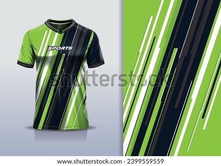  T-shirt mockup with abstract stripe line sport jersey design for football, soccer, racing, esports, running, in green color