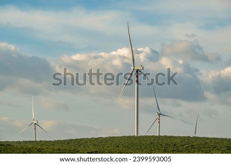 Windmills in a rural area during sunset, Binh Thuan, Vietnam