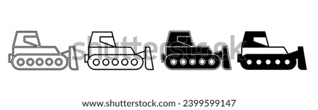 Illustration of a excavator. Excavator icon collection with line. Stock vector illustration.