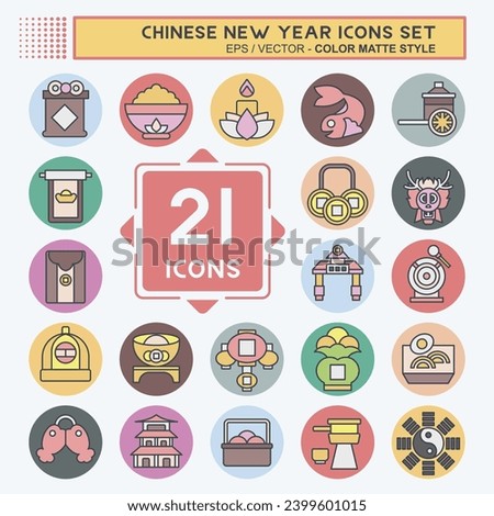 Icon Set Chinese New Year. related to Holiday symbol. color mate style. simple design editable. simple illustration