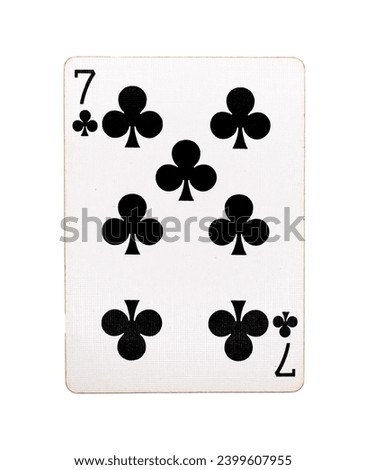 Seven of Clubs playing cards on a white background 