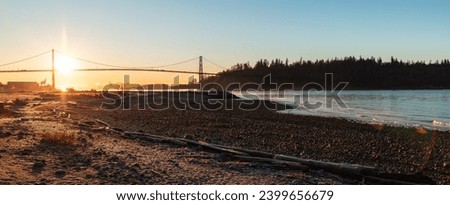 Sunrise at Scenic Beach in West Vancouver. Ambleside. Fall Season. Vancouver, British Columbia, Canada. Royalty-Free Stock Photo #2399656679