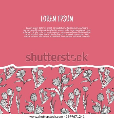 Vector colorful tulip flowers with a seamless pattern background. Vector illustration background.