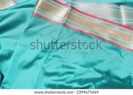 women Traditional Handmade Work Saree Isolated on White Background Royalty-Free Stock Photo #2399675469