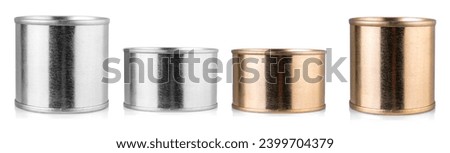 Set of cover tins isolated on white background with clipping path