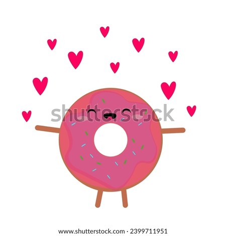 image of a pink donut with hearts PNG postcard