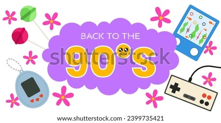 Banner with text BACK TO 90S on white background