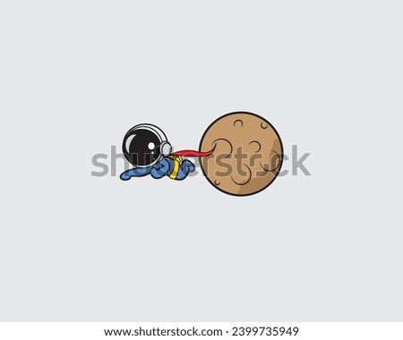 Cute Astronaut flaying like superman Cartoon Vector Icon Illustration. Science Technology Icon Concept Isolated Premium Vector. Flat Cartoon Style