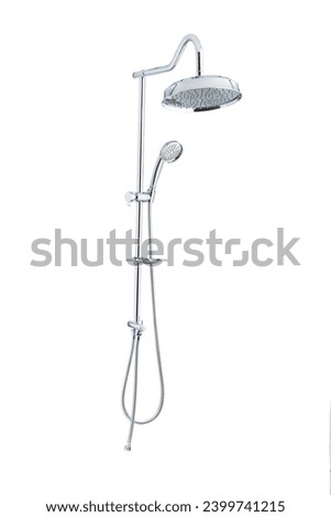 Industrial photography of bathroom shower on white background