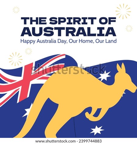 Happy Australia day. Australia national day. National day of Australia. January 26. Map of Australia with flag. Cartoon Vector illustration Template for Poster, Banner, Flyer, Greeting, Card, Cover. Royalty-Free Stock Photo #2399744883