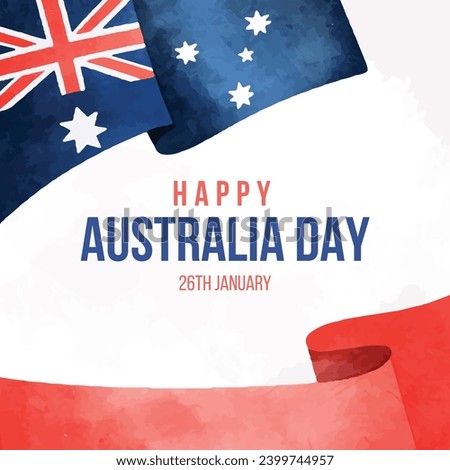 Happy Australia day. Australia national day. National day of Australia. January 26. Map of Australia with flag. Cartoon Vector illustration Template for Poster, Banner, Flyer, Greeting, Card, Cover. Royalty-Free Stock Photo #2399744957