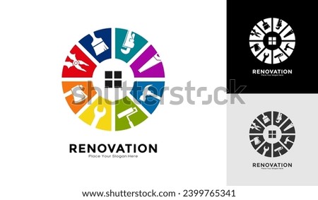 Home Repair Renovation Services Logo Design set. Suitable for business, building, estate service and tools icon set Royalty-Free Stock Photo #2399765341