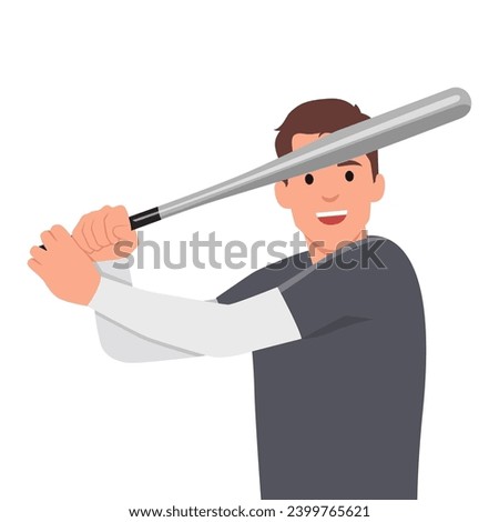 Baseball player hit the ball. Flat vector illustration isolated on white background