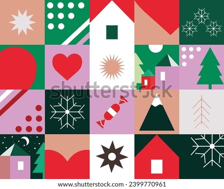 Vector festive winter pattern for holiday packaging. Pattern for printing on paper, banner, card, holiday box. Vector drawing, design elements.