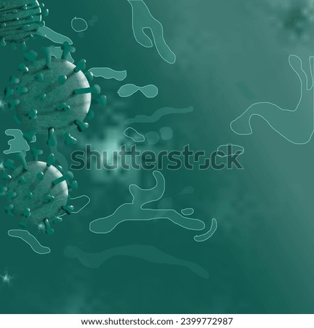 Illustration depicting virus cells that can be contagious and cause serious illness. Royalty-Free Stock Photo #2399772987