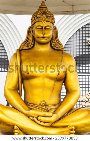 hindu god lord hanumana isolated statue with bright background at morning image is taken at statue of belief nathdwara rajasthan india.