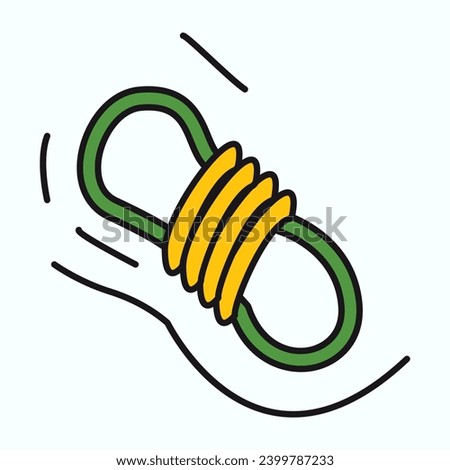 Camping element of colorful set. A camping-themed illustration with a colorful, outlined design of a rope embody the utility and preparedness essential for outdoor camping. Vector illustration.