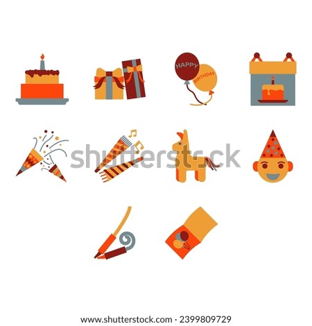 collection of happy birthday icon vector