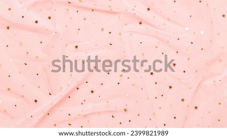 Fabric with glitter on pink background. Wedding, spring and summer, gentle background. Textile glitter abstract background