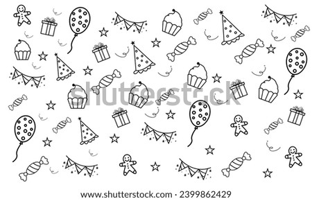 Birthday Party line icon set. Included icons as celebrate, celebration, with white background.