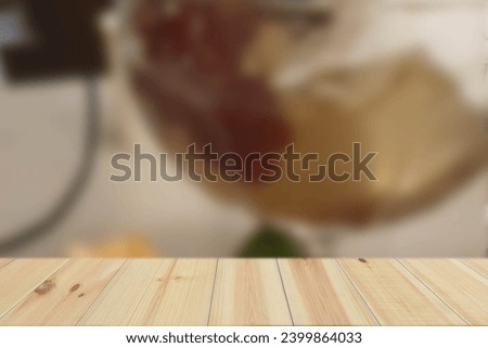 Empty Wood Plate Top Table On Food Background