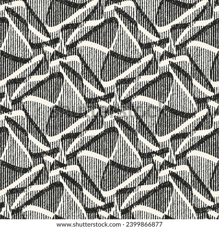 Monochrome Brushed Ornate Folk Graphic Motif Textured Pattern