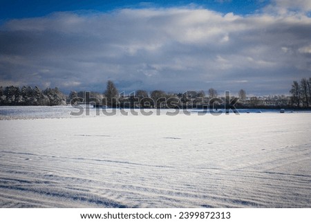 Snowy Field In Denmark In The Winter Peroid Christmas Holiday