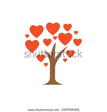 tree, heart, love icon on a white background, vector illustration