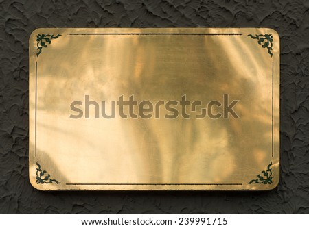 Shiny brass yellow metal sign plate texture isolated with clipping path