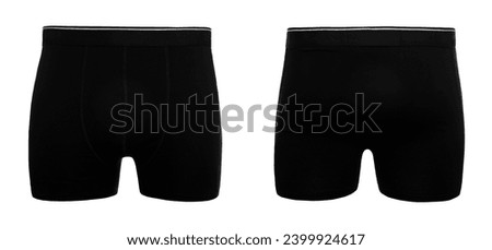 Comfortable black men?s underwear isolated on white, back and front views Royalty-Free Stock Photo #2399924617