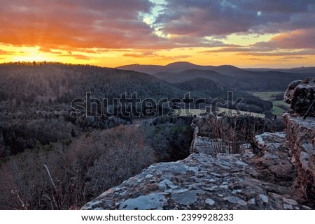 Sunset in the Palatinate Forest on a cold winterday