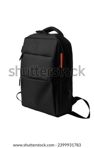 Black tactical urban backpack for everyday use isolated on white background