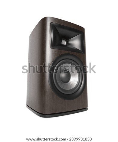 One wooden sound speaker on white background