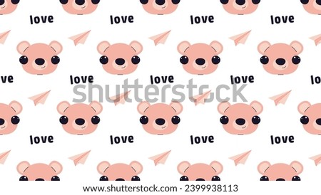 Love and bear. Seamless pattern. St. Valentine's Day.