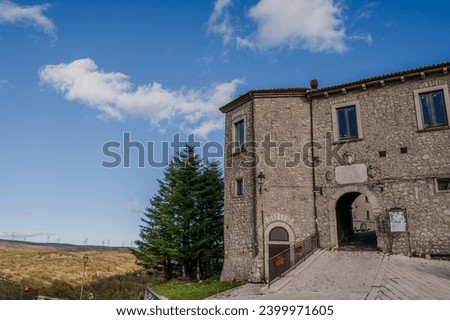 The Angevin Castle was built in the 13th century by the Angevins above the mountainous hill of the village. In subsequent periods the castle belonged to the Caldora and Caracciolo families. Royalty-Free Stock Photo #2399971605