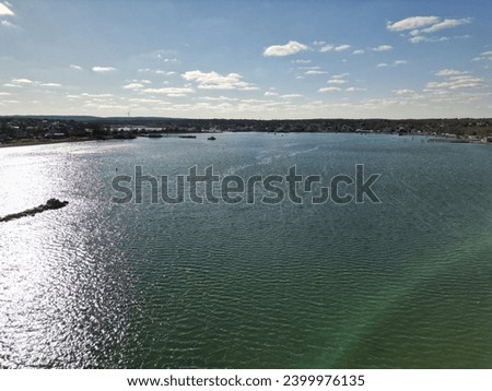 Aerial view over the Scituate Harbor