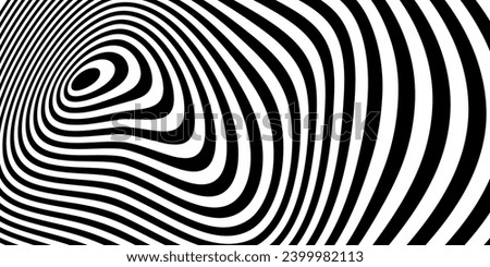 Twisting Whirl Motion and 3D Illusion in Abstract Op Art Striped Lines Pattern. Vector Illustration. Royalty-Free Stock Photo #2399982113