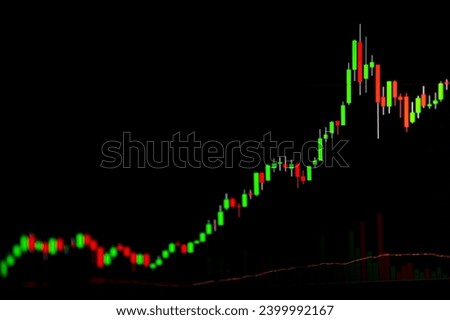 Stock market exchange candlestick chart graph close up, macro, Day trading concept. candle sticks on screen up close, technical analysis business abstract blur bg, forex wide background texture Royalty-Free Stock Photo #2399992167