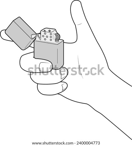 Illustration of a hand holding a zippo lighter
