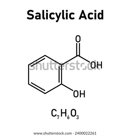 Chemical structure of Salicylic acid (C7H6O3). Chemical resources for teachers and students. Vector illustration. Royalty-Free Stock Photo #2400022261