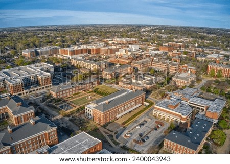 Aerial View of the Town and University of Auburn, Alabama Royalty-Free Stock Photo #2400043943