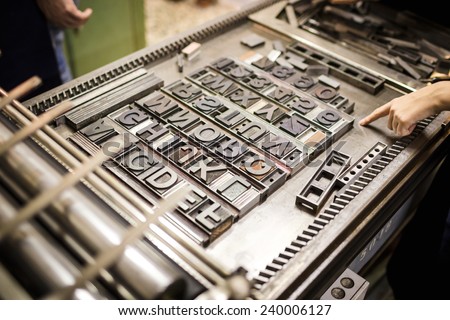 Old typography printing machine