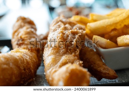 Macro Photo of Fish and Chips at a Restaurant