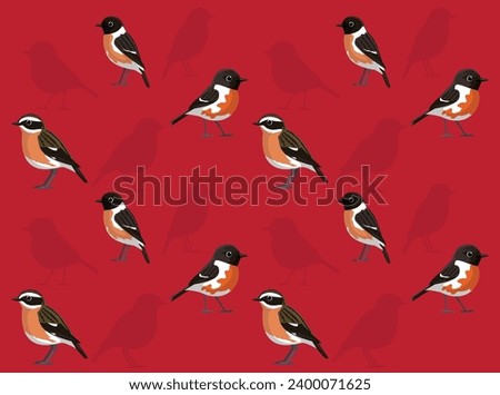 Bird Stonechat Cute Seamless Wallpaper Background