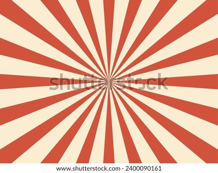 Carnival stripe or retro circus rays background with radial sunlight burst, vector layout. Funfair carnival poster background with pinwheel stripes or red and beige sunbeam radial rays pattern