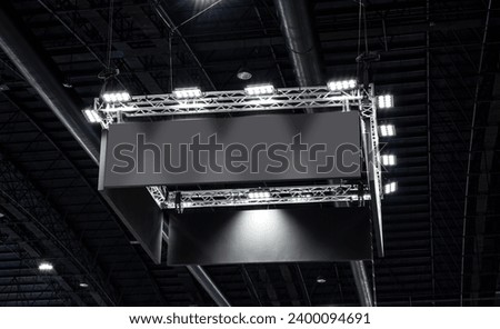 Hanging black indoor billboard with clipping path for mock up