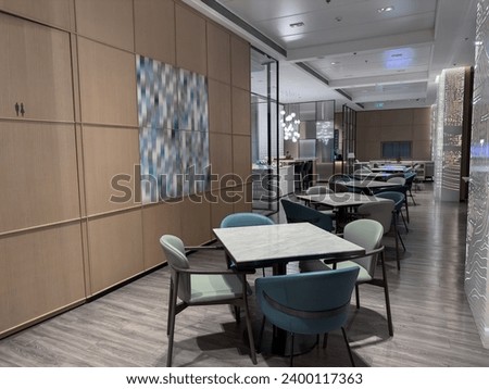 Restaurant interior, part of hotel, modern style design.
