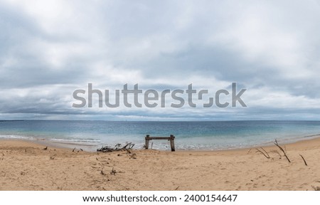 Panoramic view remains of old cattle jetty 1879 at Point Nepean, Portsea, Victoria, Australia ocean background 
