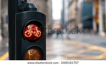 Red cycle bike traffic light in the city
