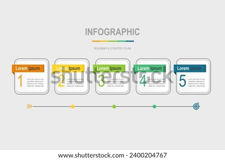 infographic elements  template, business concept with 5 steps,  multi color rectangle shapes design for workflow layout, diagram, annual report, web design. Creative banner, label vector 
